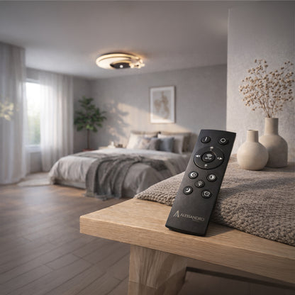 LED полилей с дистанционно управление ALYONA 44W, Луна и звезда, Студена/Топла/Неутрална светлина, Димируем, Черен LED полилей с дистанционно управление Default Title Alessandro Design