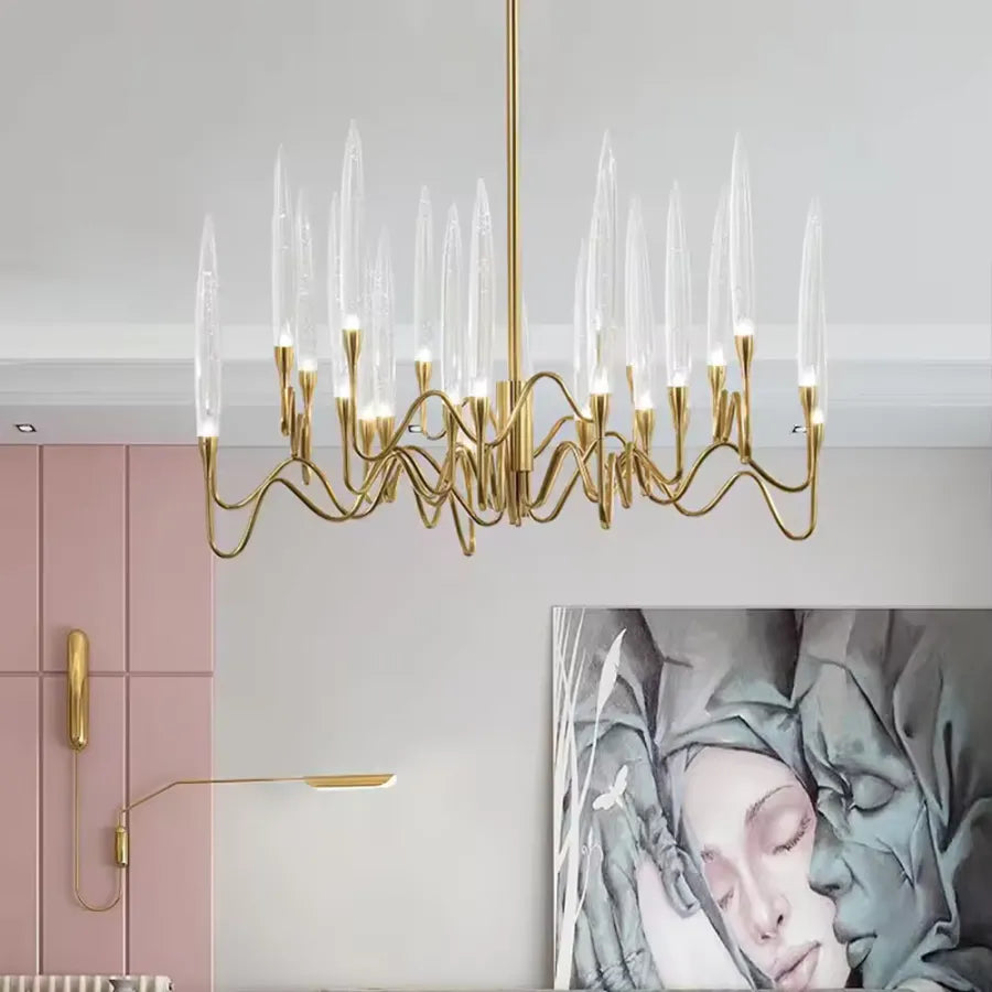 Кристален полилей Делта 12XG4 злато Модерни полилеи Заглавие по подразбиране Alessandro Design