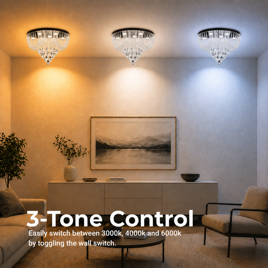 Candelabru LED Cristal MAGE Nobile, 22W, Lumina Calda/Neutra/Rece, Diametru 40cm, Crom Lucios