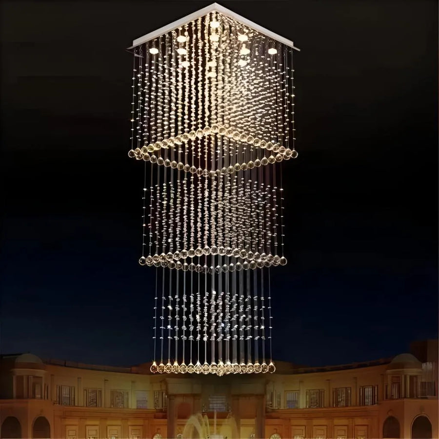 LED Кристален полилей 80W PALATINA Gold, Диаметър 50cm, Височина 200cm, Стълба Модел Crystal Chandelier Заглавие по подразбиране Alessandro Design
