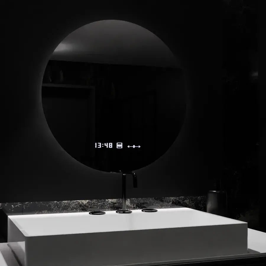 LED кръгло огледало, 70 см, Serenite MotionGlow Marcello, система за обезпотяване, часовник и термометър, димируеми огледала Marcello Заглавие по подразбиране Alessandro Design