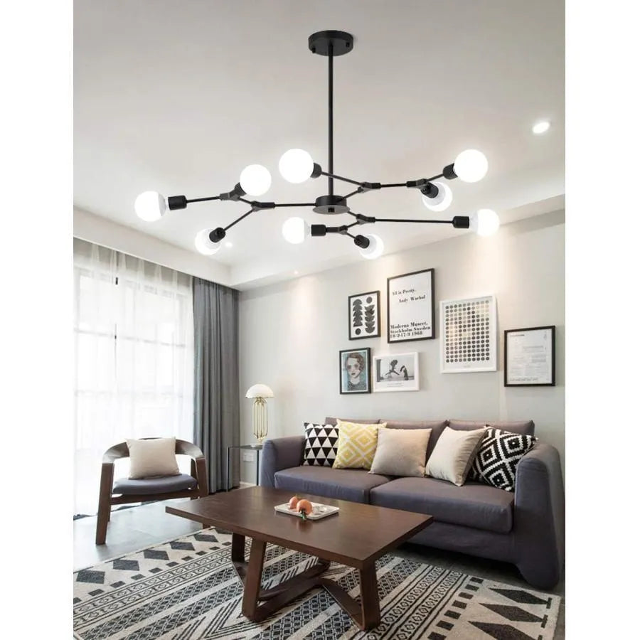 Lustra Architek Nona, 9x E27, черен, метален блясък, промишлено заглавие по подразбиране Alessandro Design