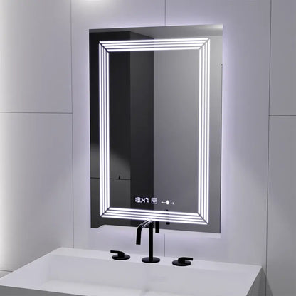 Правоъгълно LED огледало, 60x80cm, Venezia Marcello MotionGlow сензор, система за обезпотяване, часовник и термометър, димиране, топла неутрална студена светлина 3000K/4000K/6000K Marcello Mirrors Заглавие по подразбиране Alessandro Design