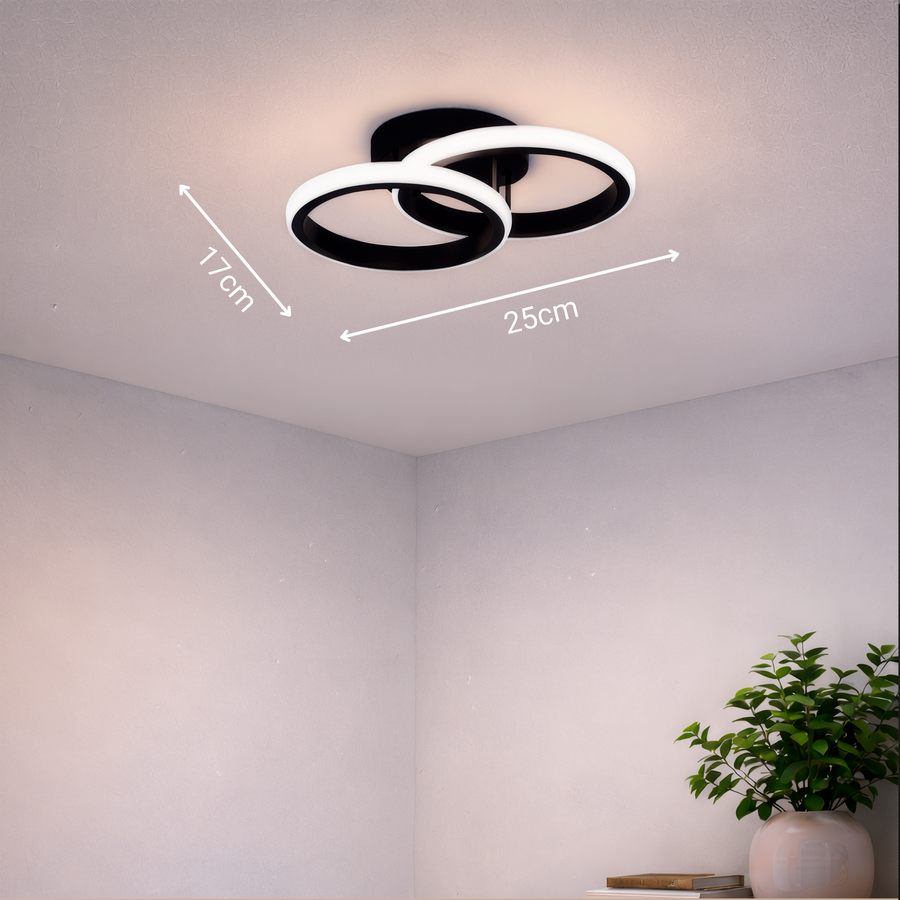 LED полилей VERTEX CIRCULA 21W, 2 кръга, метални рамки, студена/топла/неутрална светлина 3000K/4000K/6000K, черен, метални LED полилеи Заглавие по подразбиране Alessandro Design