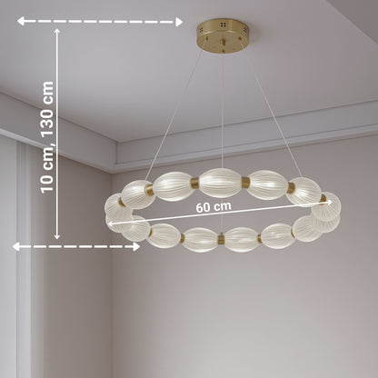Lustra LED suspendata FAUSTO II, 42W, lumina Rece/Calda/Neutra, Inaltime Reglabila, Auriu Lustre Moderne Default Title Alessandro Design
