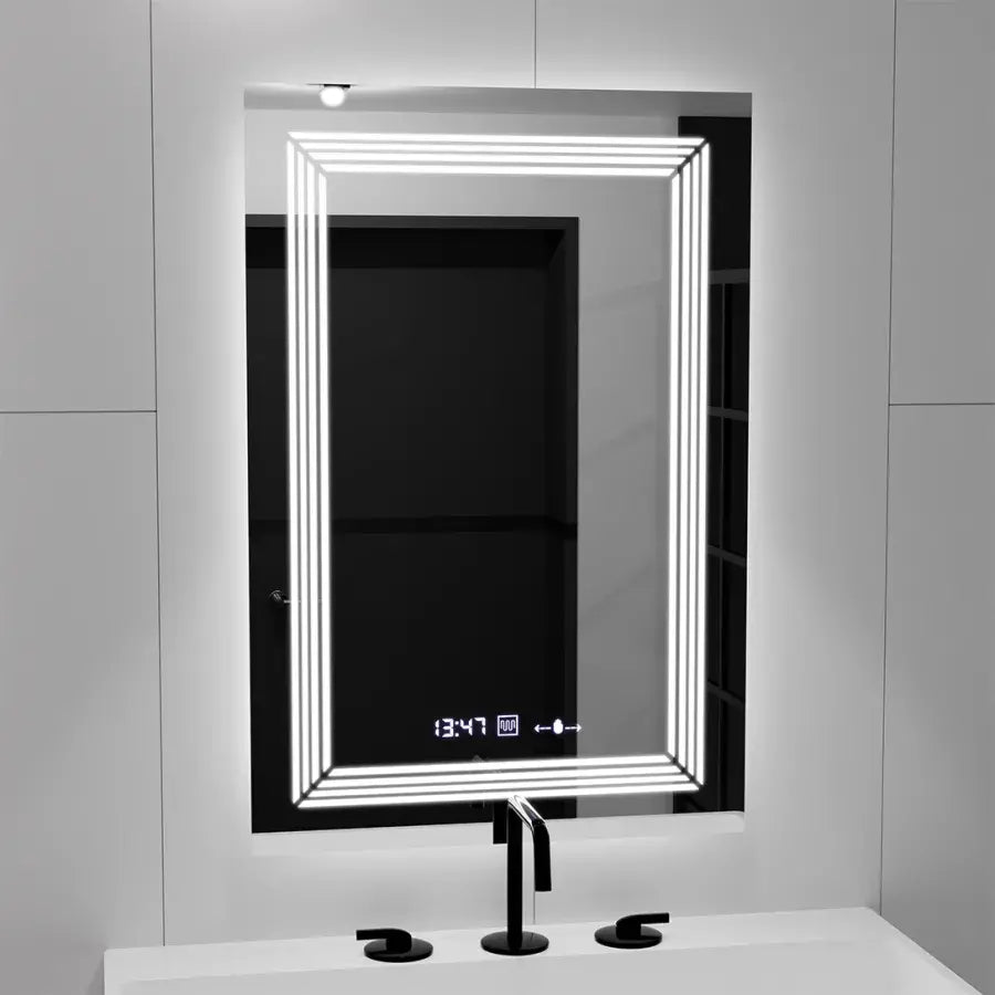 Правоъгълно LED огледало, 60x80cm, Venezia Marcello MotionGlow сензор, система за обезпотяване, часовник и термометър, димиране, топла неутрална студена светлина 3000K/4000K/6000K Marcello Mirrors Заглавие по подразбиране Alessandro Design