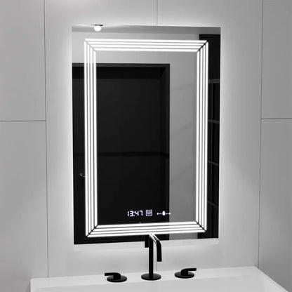 Правоъгълно LED огледало, 60x80cm, Venezia Marcello MotionGlow сензор, система за обезпотяване, часовник и термометър, димиране, топла неутрална студена светлина 3000K/4000K/6000K Marcello Mirrors Заглавие по подразбиране Alessandro Design