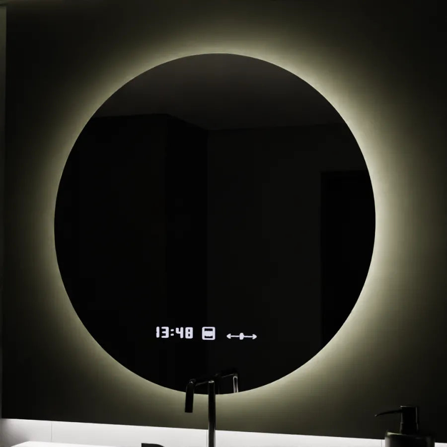 LED кръгло огледало, 80 см, Serenite MotionGlow Marcello, система за обезпотяване, часовник и термометър, димируеми огледала Marcello Заглавие по подразбиране Alessandro Design