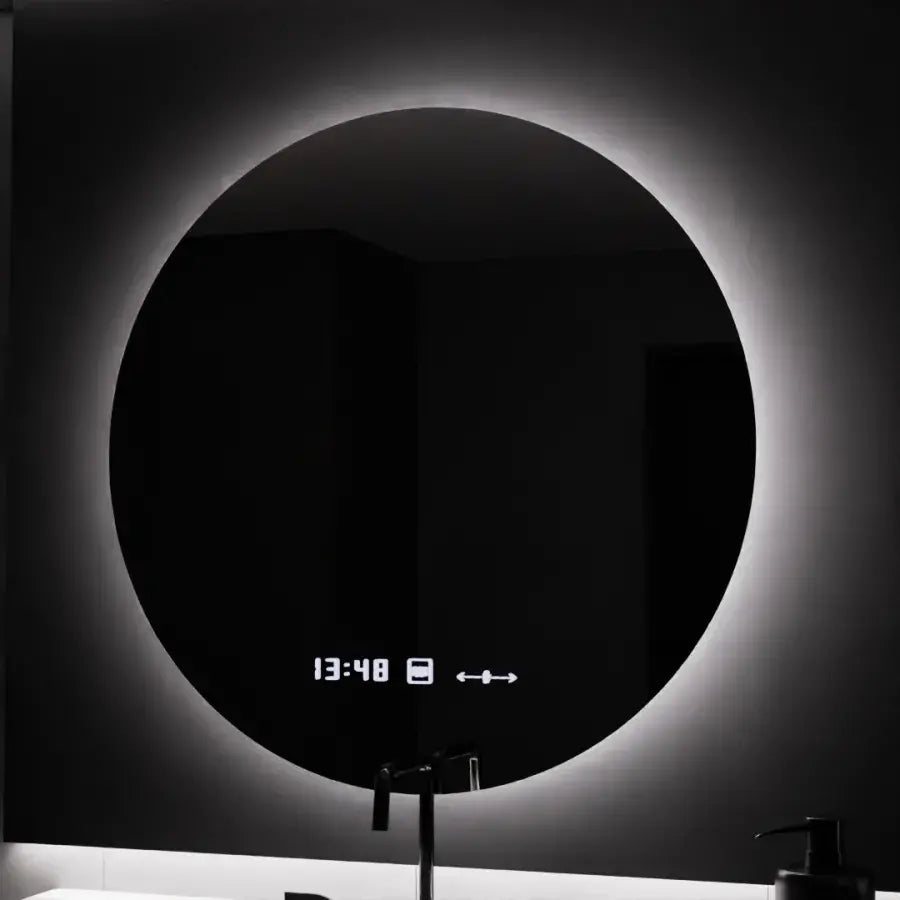 LED кръгло огледало, 70 см, Serenite MotionGlow Marcello, система за обезпотяване, часовник и термометър, димируеми огледала Marcello Заглавие по подразбиране Alessandro Design