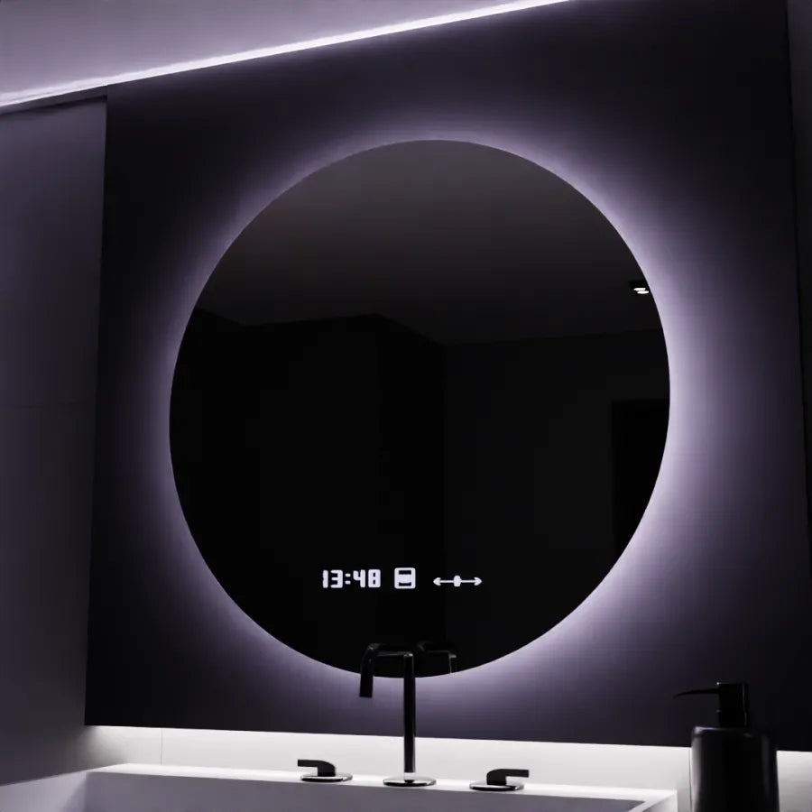 LED кръгло огледало, 80 см, Serenite MotionGlow Marcello, система за обезпотяване, часовник и термометър, димируеми огледала Marcello Заглавие по подразбиране Alessandro Design