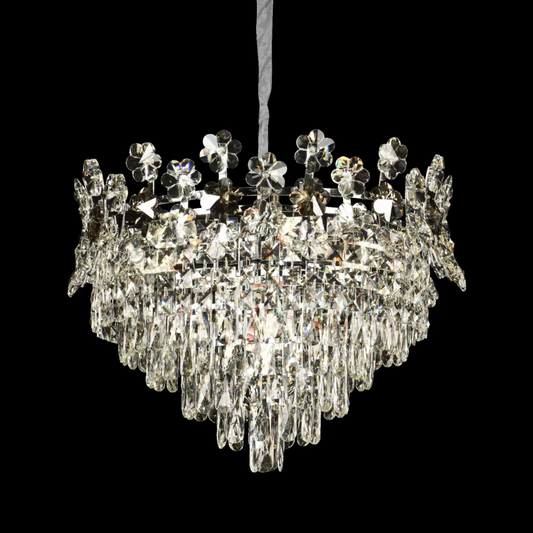 Candelabru Cristal FLORENCE Eleganza, 9x E14, Diametru 50cm, Crom Lucios, Inaltime Reglabila Candelabre Cristal Default Title Alessandro Design