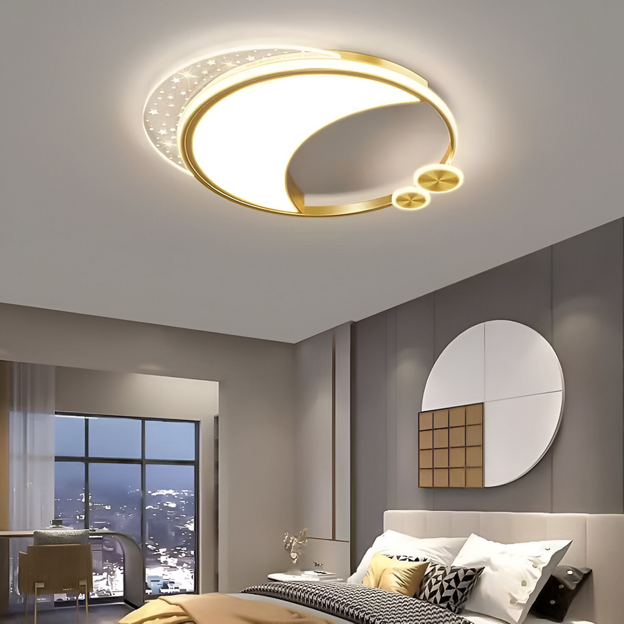 LED полилей Marco с дистанционно управление, 76W, димируем, злато, метал, акрил и стъкло, 3000K/4000K/6000K LED полилей с дистанционно управление Заглавие по подразбиране Alessandro Design