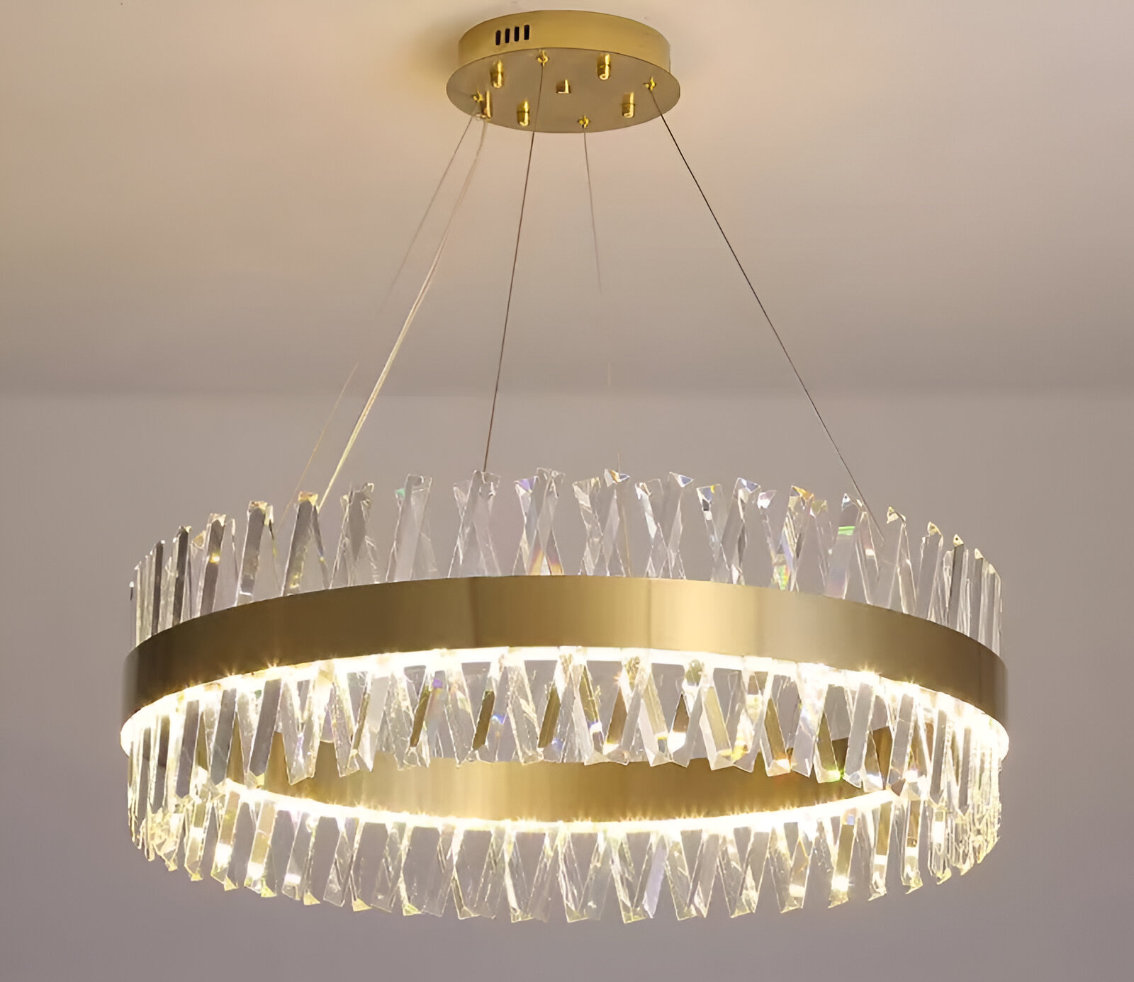 CASERTA Magno LED полилей с дистанционно управление, 68W, димируем, 3000K/4000K/6000K, диаметър 60cm, златни кристални полилеи Заглавие по подразбиране Alessandro Design
