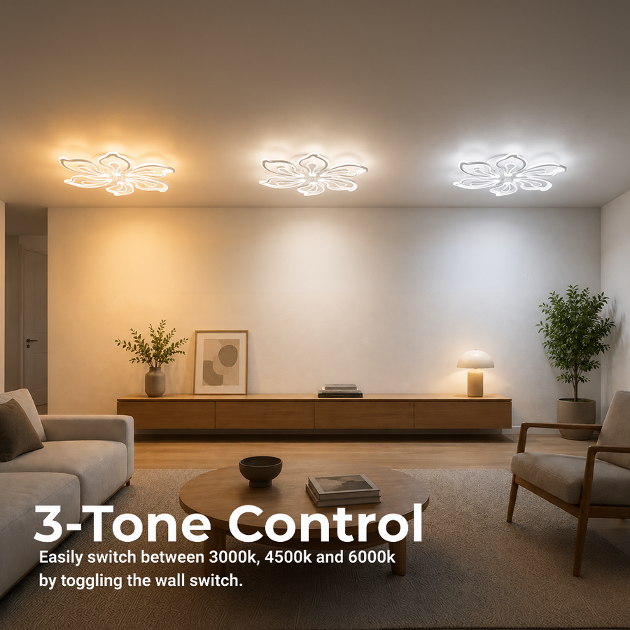 LED полилей с дистанционно управление GLORIOSA 95W, 5 венчелистчета, студена/топла/неутрална светлина, димиране, бял LED полилей с дистанционно управление Default Title Alessandro Design