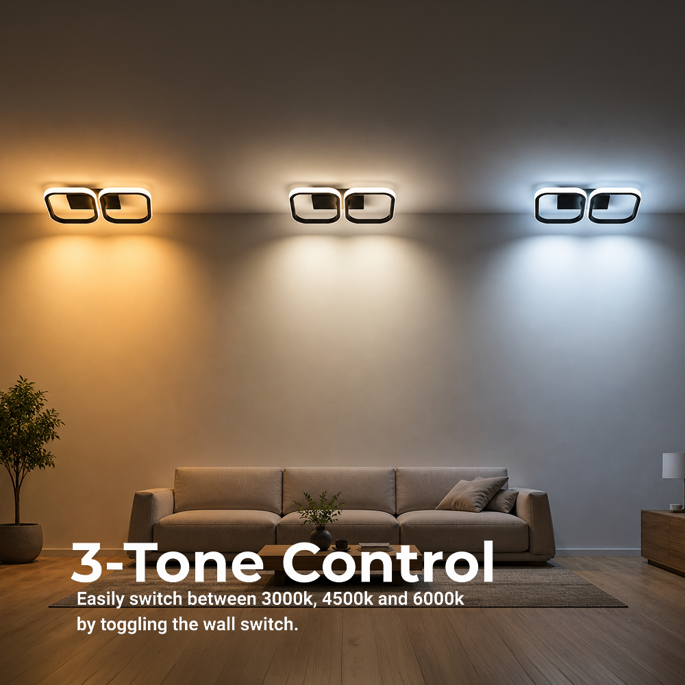 LED полилей VERTEX 21W, 2 квадрата, линейна, студена/топла/неутрална светлина, черни LED полилеи Заглавие по подразбиране Alessandro Design