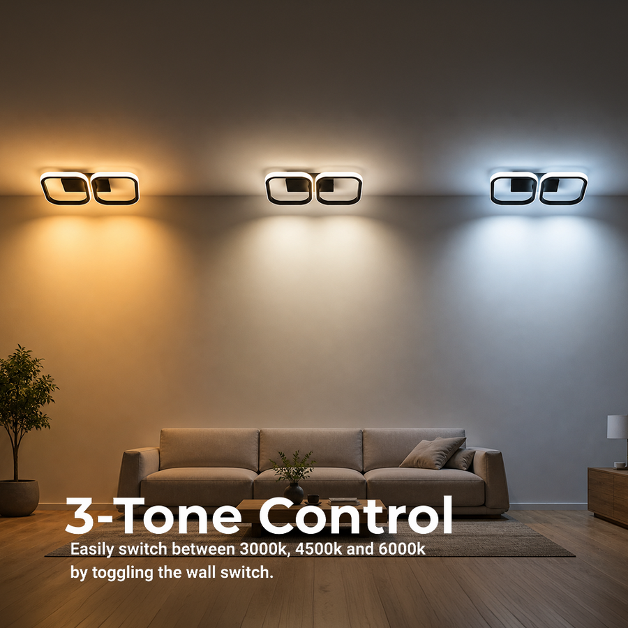 LED полилей VERTEX 21W, 2 квадрата, линейна, студена/топла/неутрална светлина, черни LED полилеи Заглавие по подразбиране Alessandro Design
