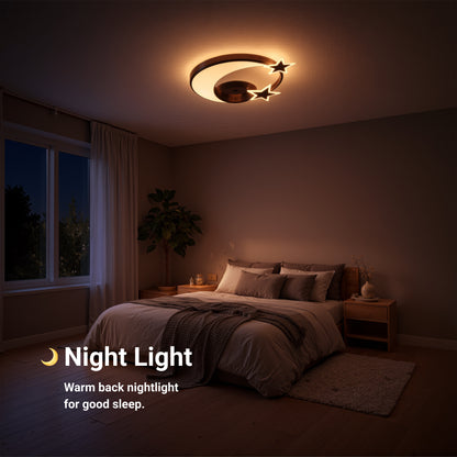 LED полилей с дистанционно управление ALYONA 44W, Луна и звезда, Студена/Топла/Неутрална светлина, Димируем, Черен LED полилей с дистанционно управление Default Title Alessandro Design