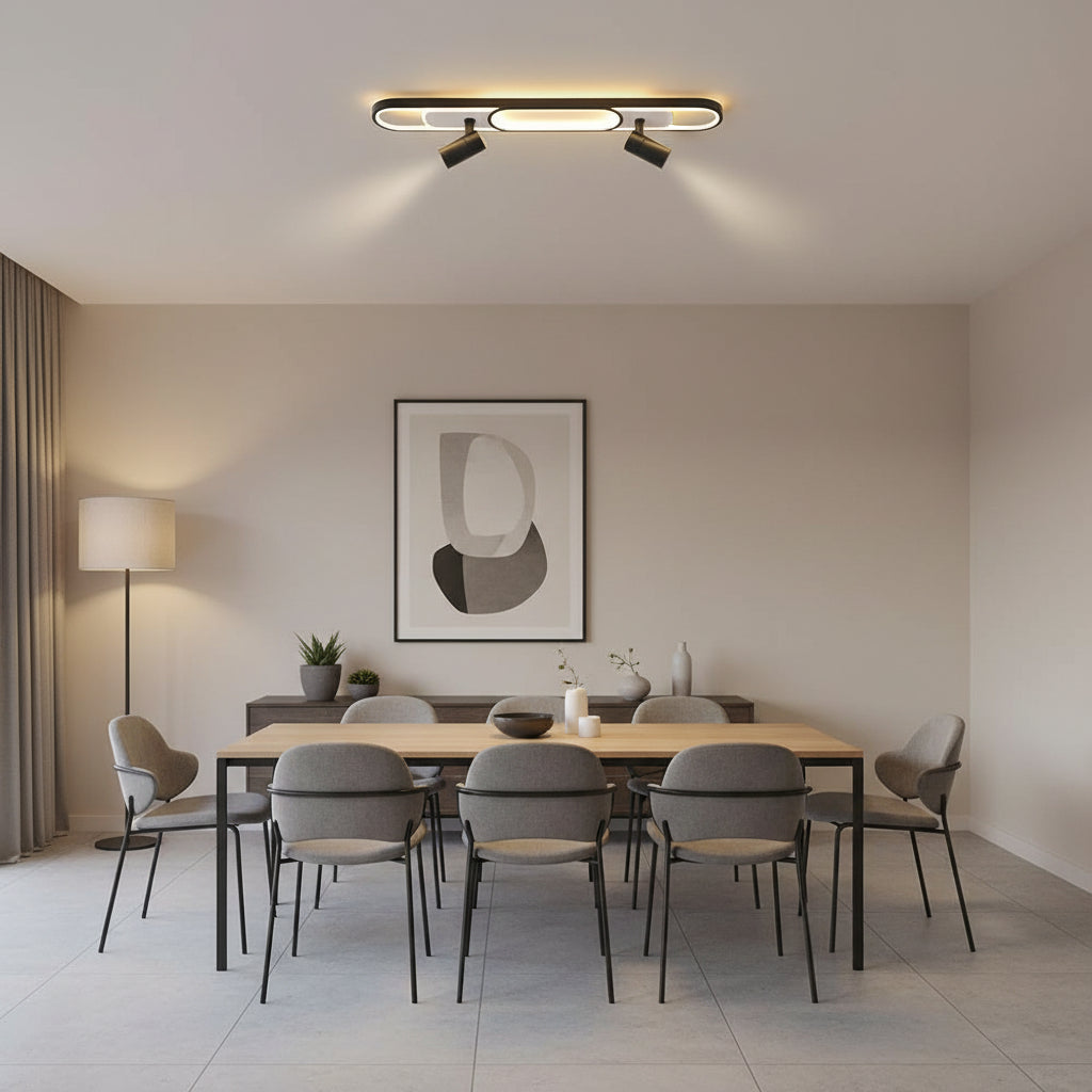 LED полилей с регулируем проектор FISSO Camilla 70W, студена/топла/неутрална светлина, черни LED полилеи Заглавие по подразбиране Alessandro Design