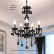 Кристален полилей ALNWICK Eleganza, 5xE14, диаметър 48 см, черен, регулируема височина Класически полилеи Заглавие по подразбиране Alessandro Design