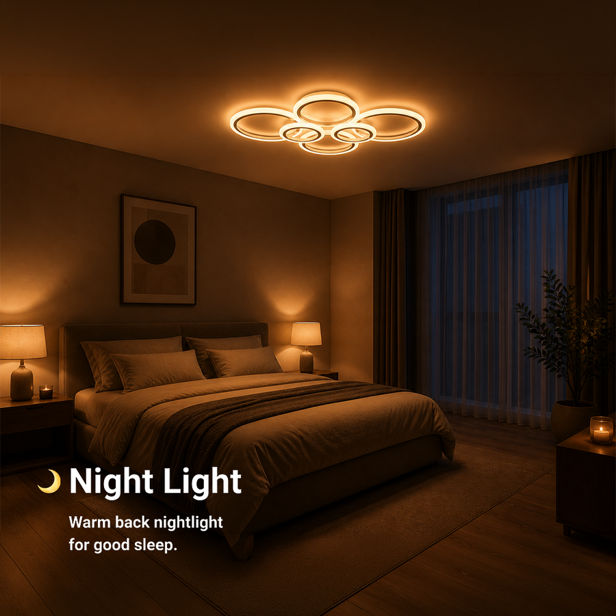 LED полилей с дистанционно BETTY 82W, 6 кръга, Студена/Топла/Неутрална светлина, Димируем, Бял LED полилей с дистанционно управление Заглавие по подразбиране Alessandro Design