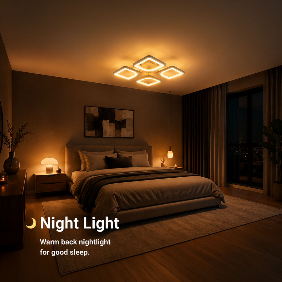 LED полилей с дистанционно управление ZOE 53W, 4 квадрата, студена/топла/неутрална светлина, димируем, бял LED полилей с дистанционно управление Заглавие по подразбиране Alessandro Design