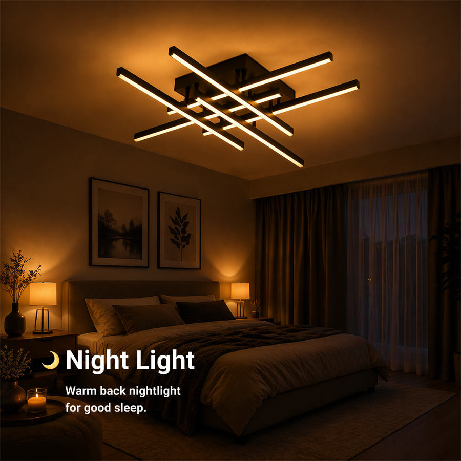 LED полилей с дистанционно управление LINEX, 81W, 6 елемента, линейна, студена/топла/неутрална светлина, димируем, черен LED полилей с дистанционно управление Заглавие по подразбиране Alessandro Design