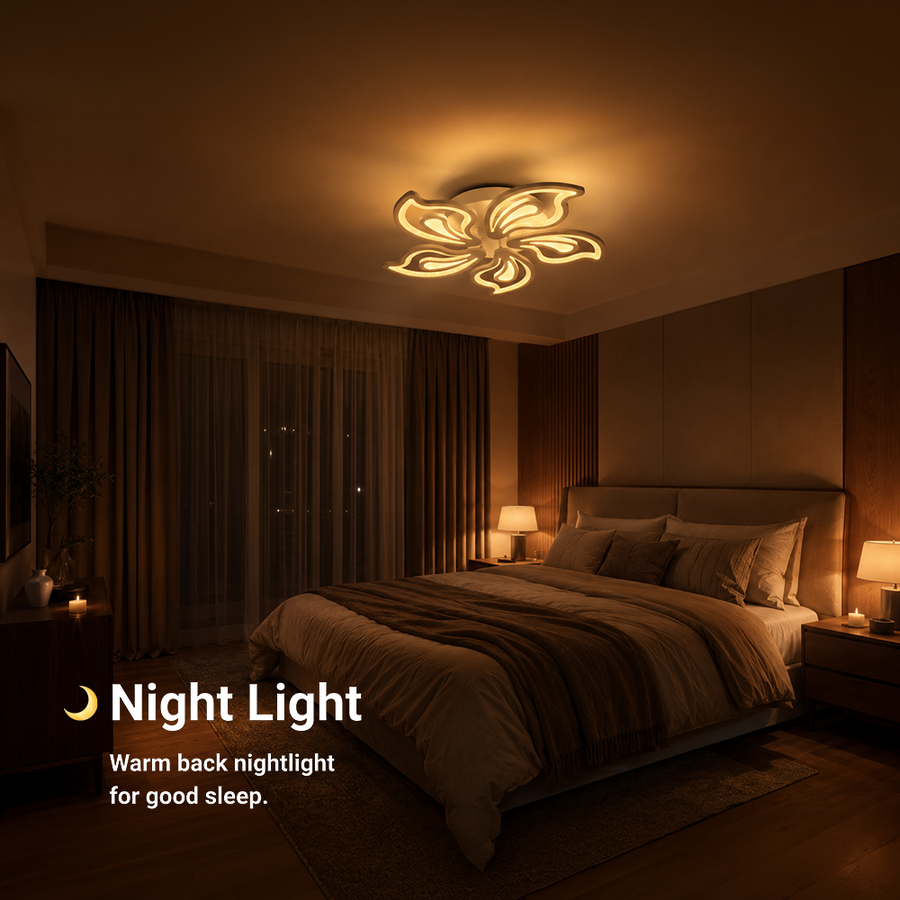 LED полилей с дистанционно управление GLORIOSA 95W, 5 венчелистчета, студена/топла/неутрална светлина, димиране, бял LED полилей с дистанционно управление Default Title Alessandro Design