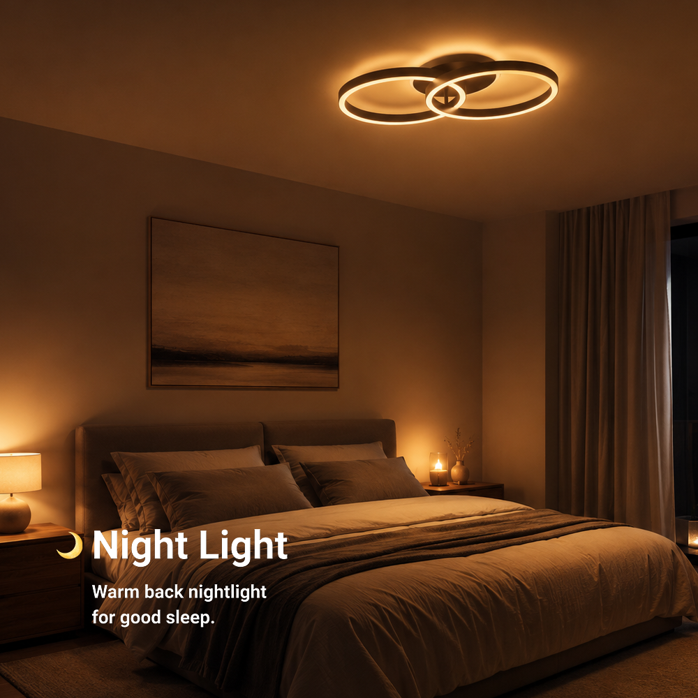 LED полилей с дистанционно управление RIGA LILITH 34W, 2 кръга, студена/топла/неутрална светлина, димируем, черен LED полилей с дистанционно управление Заглавие по подразбиране Alessandro Design