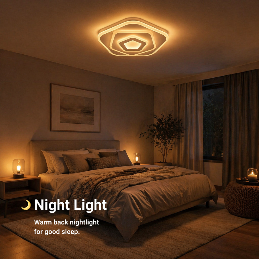 LED полилей с дистанционно управление PENTAGON 59W, 40cm, студена/топла/неутрална светлина 3000K/4000K/6000K, бял, метален и акрилен LED полилей с дистанционно управление Заглавие по подразбиране Alessandro Design