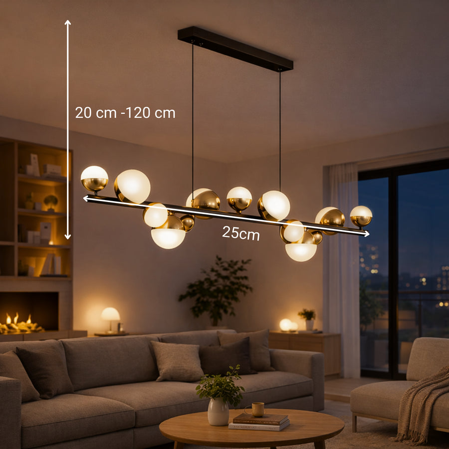 Aurion 29W акрилен LED висящ полилей с дистанционно управление, димируем, черно злато, метални и акрилни LED полилеи с дистанционно управление Заглавие по подразбиране Alessandro Design