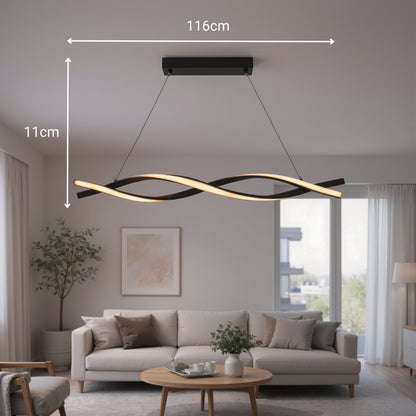 Окачен LED полилей с дистанционно управление, FLUX, 27W, 116 см, студена/топла/неутрална светлина 3000K/4000K/6000K, димируем, черен, регулируема височина, метални и силиконови модерни полилеи Заглавие по подразбиране Alessandro Design