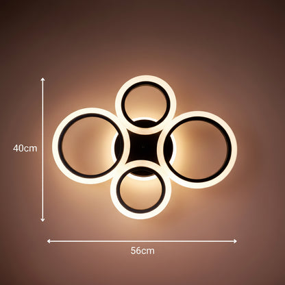 LED полилей с дистанционно BETTY 41W, 4 кръга, студена/топла/неутрална/RGB светлина, димируем, черен LED полилей с дистанционно управление Заглавие по подразбиране Alessandro Design