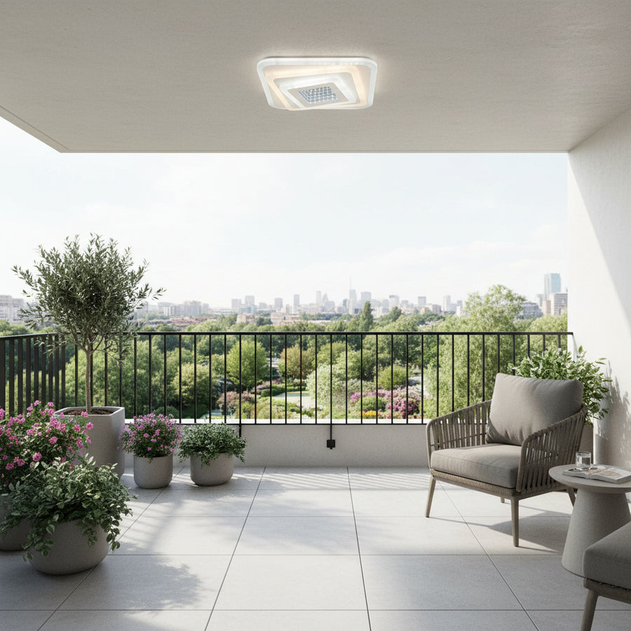 LED полилей NEXA 3D 46W, квадрат, студена/топла/неутрална светлина, бял LED полилеи Заглавие по подразбиране Alessandro Design