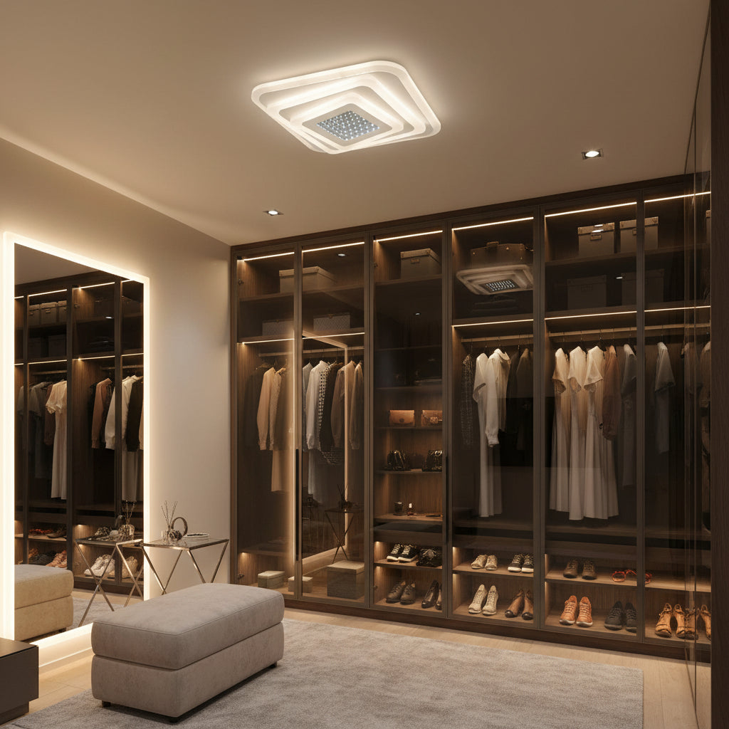 LED полилей NEXA 3D 46W, квадрат, студена/топла/неутрална светлина, бял LED полилеи Заглавие по подразбиране Alessandro Design