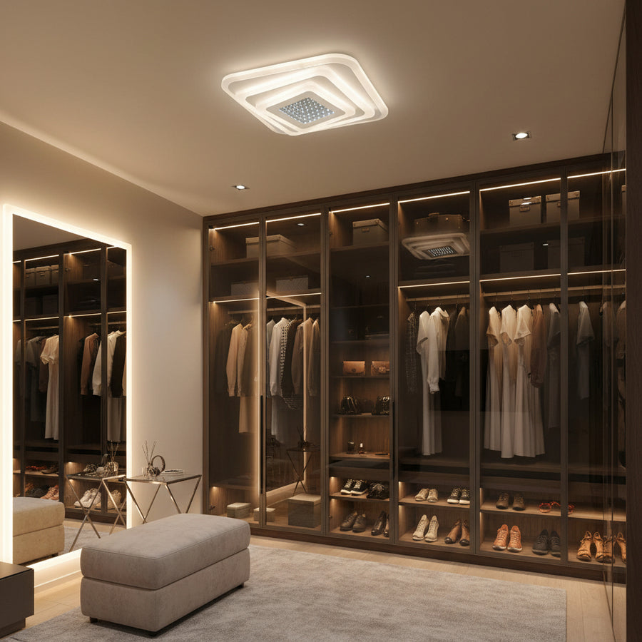 LED полилей NEXA 3D 46W, квадрат, студена/топла/неутрална светлина, бял LED полилеи Заглавие по подразбиране Alessandro Design
