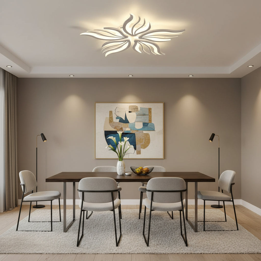 LED полилей с дистанционно управление SAKURA 62W, 5 венчелистчета, студена/топла/неутрална светлина, димируем, бял LED полилей с дистанционно управление Заглавие по подразбиране Alessandro Design