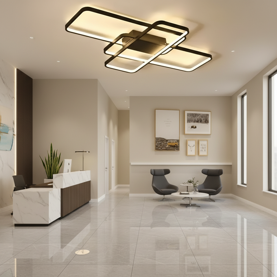 IANUSIS LED полилей с дистанционно управление 95W, 3 елемента, студена/топла/неутрална светлина, възможност за димиране, черни LED полилеи с дистанционно управление Заглавие по подразбиране Alessandro Design