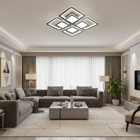 LED полилей с дистанционно управление SUSAN 96W, 4 квадрата, студена/топла/неутрална светлина, димируем, черен LED полилей с дистанционно управление Default Title Alessandro Design