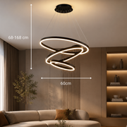 Окачен LED полилей с дистанционно управление CASIANA 85W, 3 кръга, Студена/Топла/Неутрална светлина, Димируем, Черен, Регулируема височина LED полилеи с дистанционно управление Заглавие по подразбиране Alessandro Design