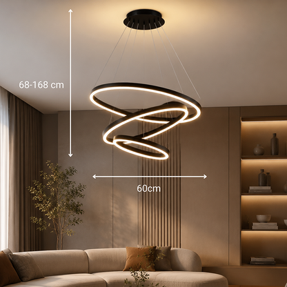 Окачен LED полилей с дистанционно управление CASIANA 85W, 3 кръга, Студена/Топла/Неутрална светлина, Димируем, Черен, Регулируема височина LED полилеи с дистанционно управление Заглавие по подразбиране Alessandro Design