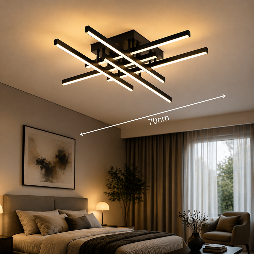 LED полилей с дистанционно управление LINEX, 81W, 6 елемента, линейна, студена/топла/неутрална светлина, димируем, черен LED полилей с дистанционно управление Заглавие по подразбиране Alessandro Design