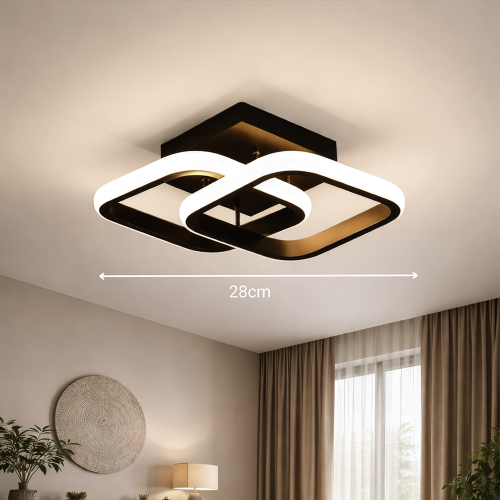LED полилей VERTEX Matrix с припокриващи се диаманти, метални рамки, 24W, 2 диаманта, студена/топла/неутрална светлина 3000K/4000K/6000K, черен, метален и силиконов LED полилей Заглавие по подразбиране Alessandro Design