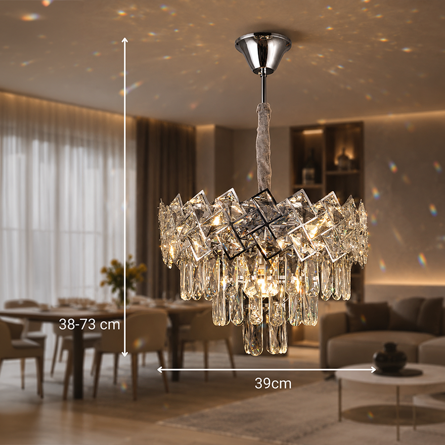 Кристален полилей WINDSOR Nobile 5xE14, диаметър 39 см, блестящ хром, регулируема височина Кристални полилеи Заглавие по подразбиране Alessandro Design