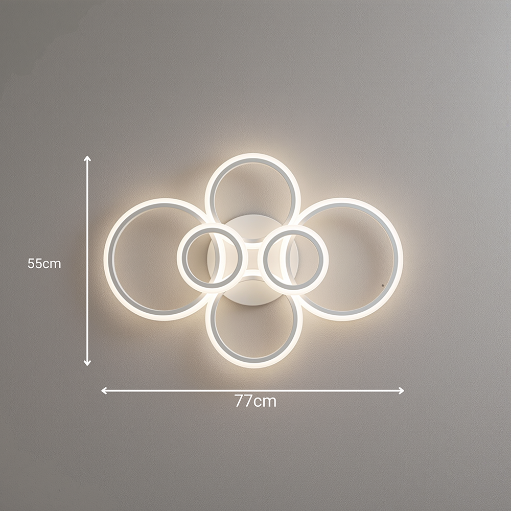 LED полилей с дистанционно BETTY 82W, 6 кръга, Студена/Топла/Неутрална светлина, Димируем, Бял LED полилей с дистанционно управление Заглавие по подразбиране Alessandro Design