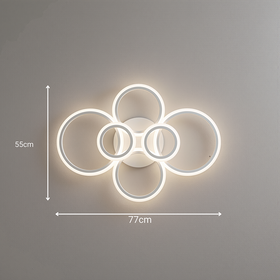 LED полилей с дистанционно BETTY 82W, 6 кръга, Студена/Топла/Неутрална светлина, Димируем, Бял LED полилей с дистанционно управление Заглавие по подразбиране Alessandro Design