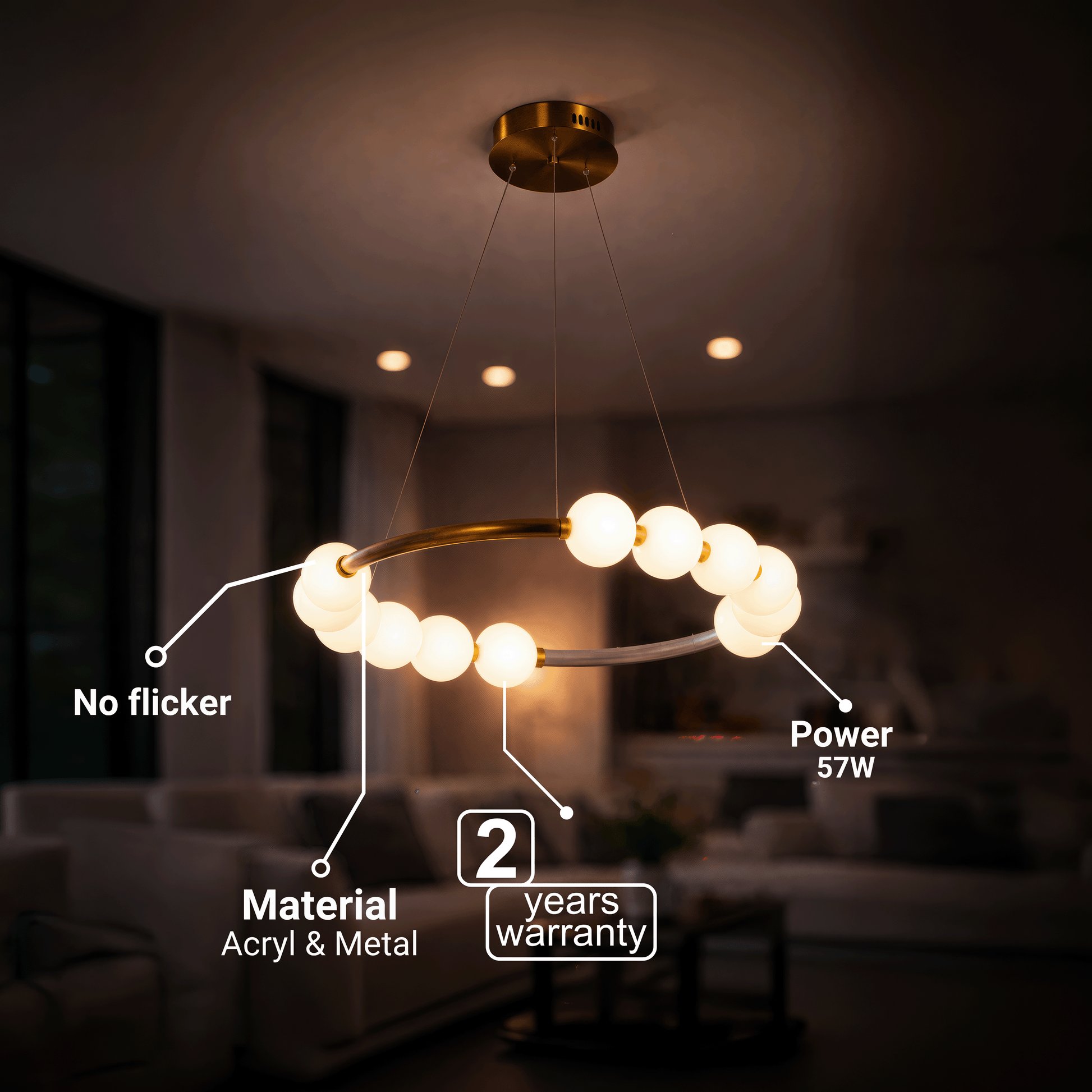 LED пендел акрилен Nova 57W с дистанционно управление, димируем, 3000K/4000K/6000K, златни, метални и акрилни LED полилеи с дистанционно управление Заглавие по подразбиране Alessandro Design