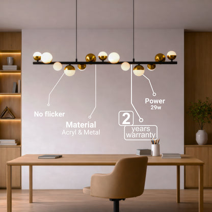 Aurion 29W акрилен LED висящ полилей с дистанционно управление, димируем, черно злато, метални и акрилни LED полилеи с дистанционно управление Заглавие по подразбиране Alessandro Design
