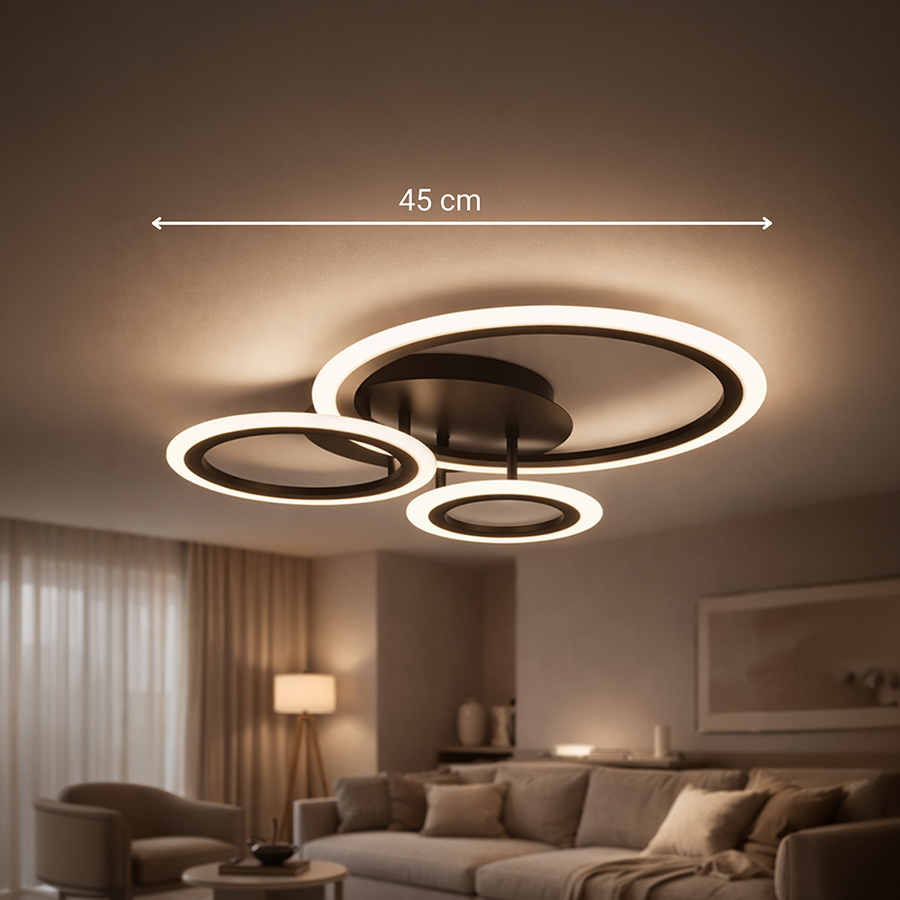 LED полилей с дистанционно BETTY 40W, 3 кръга, студена/топла/неутрална светлина, димируем, черен LED полилей с дистанционно управление Заглавие по подразбиране Alessandro Design