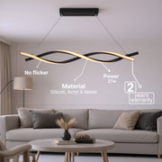 Окачен LED полилей с дистанционно управление, FLUX, 27W, 116 см, студена/топла/неутрална светлина 3000K/4000K/6000K, димируем, черен, регулируема височина, метални и силиконови модерни полилеи Заглавие по подразбиране Alessandro Design