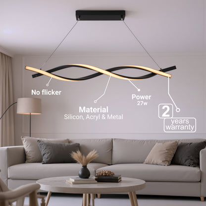 Окачен LED полилей с дистанционно управление, FLUX, 27W, 116 см, студена/топла/неутрална светлина 3000K/4000K/6000K, димируем, черен, регулируема височина, метални и силиконови модерни полилеи Заглавие по подразбиране Alessandro Design